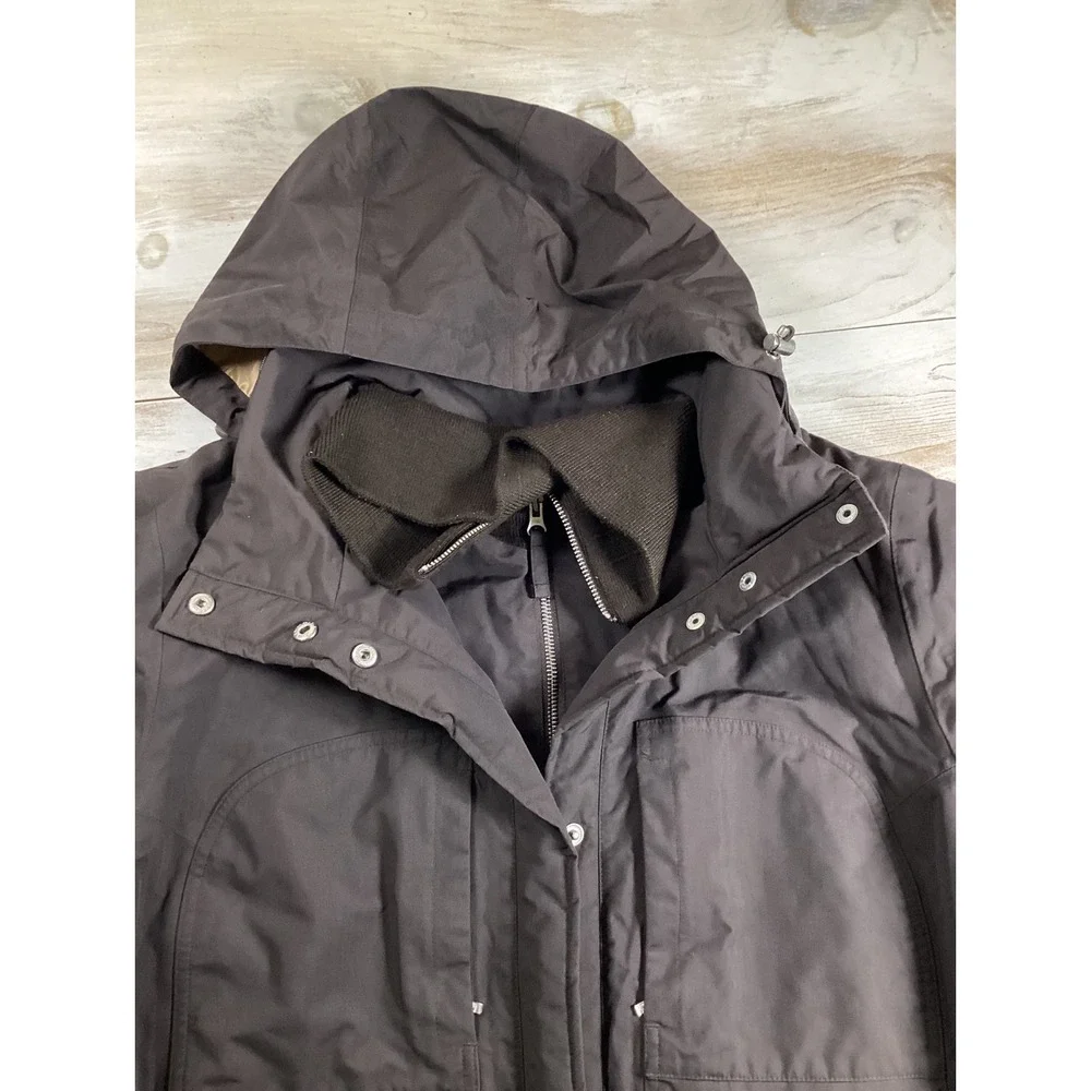 Lands End 1X Womens Dark Brown‎ Quilted Lined Hooded Parka Coat Water Resistant